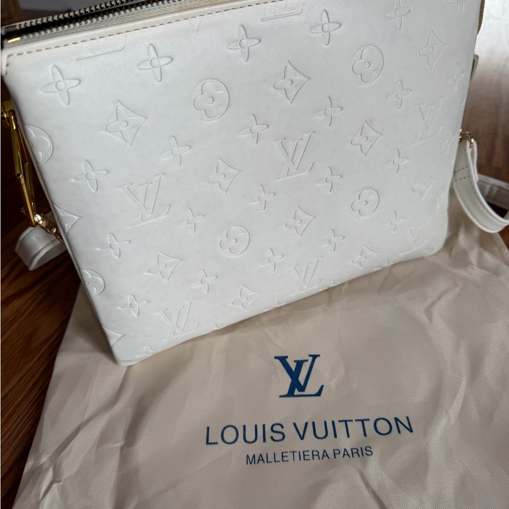 In-spired White Monogram Embossed Crossbody Bag